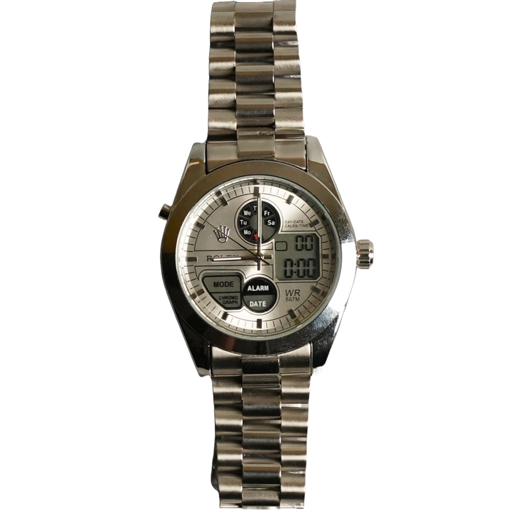 Rolex Datejust – Digital & Analog Dual Display silver by times king
